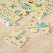 ヴィンテージかわいらしティーパーティーティーカップとティーポットプリント ジグソーパズル (側面)