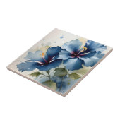 ヴィンテージかわいらしハイビスカス絵画の水色 タイル (側面)