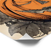 ヴィンテージかわいらしハロウィンの黒猫の魔女 ポスター (コーナー)