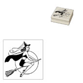 ヴィンテージかわいらしハロウィーン魔女 ラバースタンプ (押印)