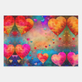 ヴィンテージかわいらしハートバレンタインデー ラッピングペーパーシート (正面2)