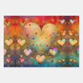 ヴィンテージかわいらしハートバレンタインデー ラッピングペーパーシート (正面)