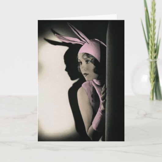 ヴィンテージかわいらしバニーイースターカード シーズンカード (正面)