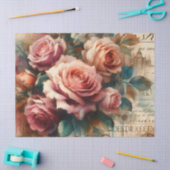 ヴィンテージかわいらしバラ&ボタニカルコラージデクページ 薄葉紙 (クラフト)