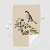 ヴィンテージかわいらしバードオンベージュ ゴルフタオル (インサイチュ)