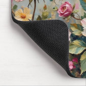 ヴィンテージかわいらしピンクとクリームガーデンバラフローラ マウスパッド (コーナー)