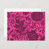ヴィンテージかわいらしピンクとマルーンの花柄 ポストカード (正面/裏面)