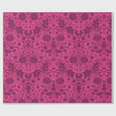 ヴィンテージかわいらしピンクとマルーンの花柄 ラッピングペーパー (フラット)