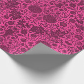 ヴィンテージかわいらしピンクとマルーンの花柄 ラッピングペーパー (角)