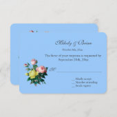 ヴィンテージかわいらしピンクと黄色のバラの花RSVP 出欠カード (正面/裏面)