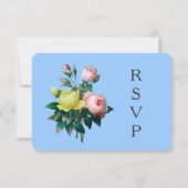 ヴィンテージかわいらしピンクと黄色のバラの花RSVP 出欠カード (裏面)