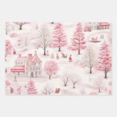 ヴィンテージかわいらしピンクのクリスマス ラッピングペーパーシート (正面2)