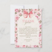 ヴィンテージかわいらしピンクの花ブライダルシャワー サンキューカード (正面)