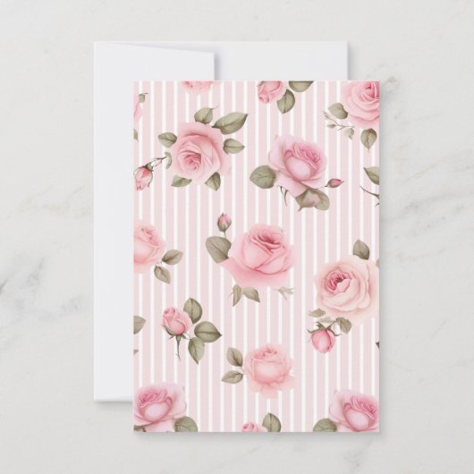 ヴィンテージかわいらしピンクの花ブライダルシャワー サンキューカード (裏面)