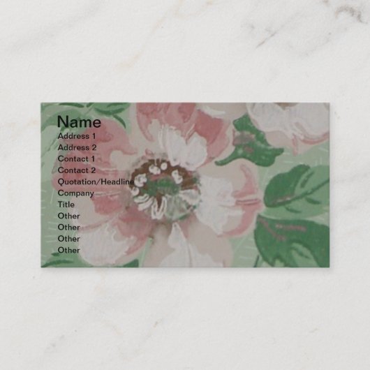 ヴィンテージかわいらしピンクの花 名刺 (正面)