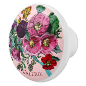 ヴィンテージかわいらしピンクホリホックス セラミックノブ (右)