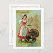 ヴィンテージかわいらしファームガール ポストカード (正面/裏面)