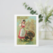 ヴィンテージかわいらしファームガール ポストカード (スタンド正面)