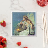 ヴィンテージかわいらしフェアリー妖精ハープキャンドル海 スタンダードカクテルナプキン (インサイチュ)