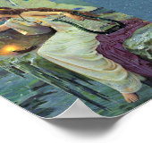 ヴィンテージかわいらしフェアリー妖精ハープキャンドル海 ポスター (角)