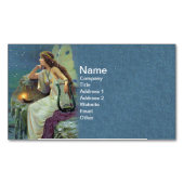 ヴィンテージかわいらしフェアリー妖精ハープキャンドル海 マグネット名刺 (正面)