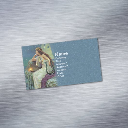 ヴィンテージかわいらしフェアリー妖精ハープキャンドル海 マグネット名刺 (インサイチュ)