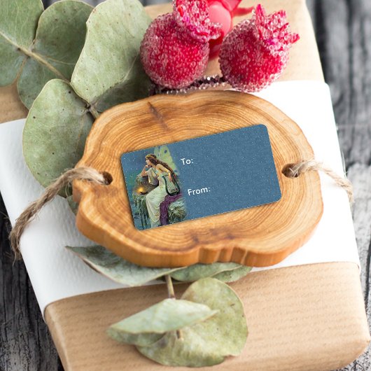 ヴィンテージかわいらしフェアリー妖精ハープキャンドル海 ラベル