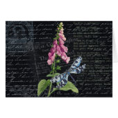 ヴィンテージかわいらしフラワー&バタフライボタニカルカード (正面横)