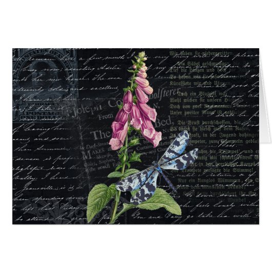 ヴィンテージかわいらしフラワー&バタフライボタニカルカード (正面横)