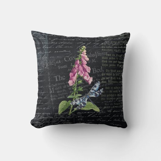 ヴィンテージかわいらしフラワー&バタフライ植物学 クッション (正面)