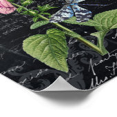 ヴィンテージかわいらしフラワー&バタフライ植物学 ポスター (角)