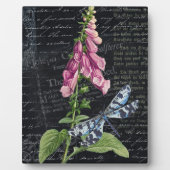 ヴィンテージかわいらしフラワー&バタフライ植物表 フォトプラーク (正面)