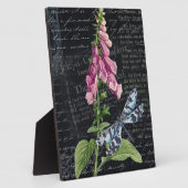 ヴィンテージかわいらしフラワー&バタフライ植物表 フォトプラーク (側面)