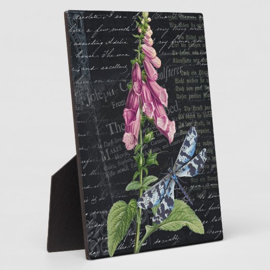 ヴィンテージかわいらしフラワー&バタフライ植物表 フォトプラーク (側面)