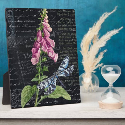 ヴィンテージかわいらしフラワー&バタフライ植物表 フォトプラーク (側面)