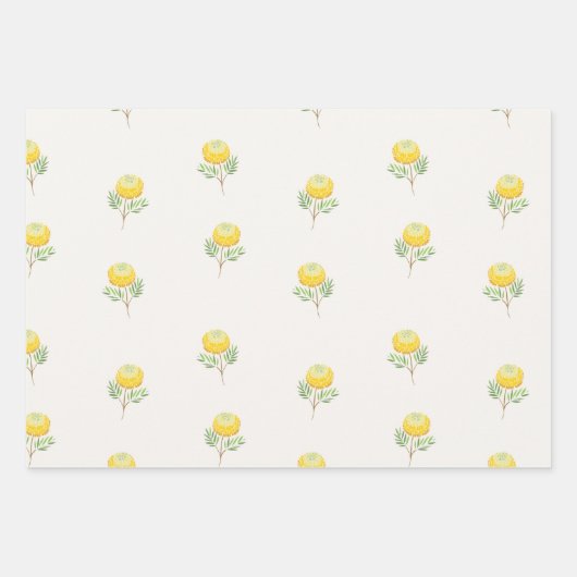 ヴィンテージかわいらしフローラギフトラップセット ラッピングペーパーシート (正面)