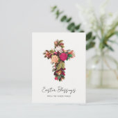 ヴィンテージかわいらしフローラクロスパーソナライズされたイースター シーズンポストカード (スタンド正面)