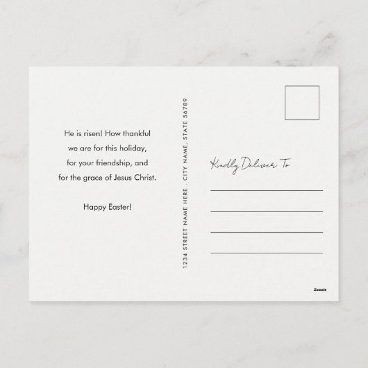 ヴィンテージかわいらしフローラクロスパーソナライズされたイースター シーズンポストカード (裏面)