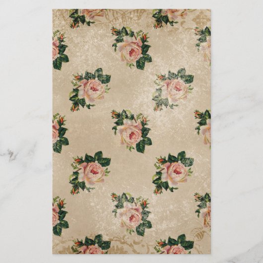 ヴィンテージかわいらしフローラバラアートパターンアクセサリー 便箋 (正面)