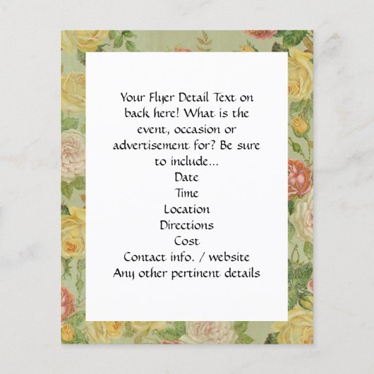 ヴィンテージかわいらしフローラモノグラムの花模様 チラシ (裏面)