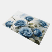 ヴィンテージかわいらしブルーバラ水絵画色 ドアマット (アングル)