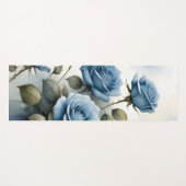 ヴィンテージかわいらしブルーバラ水絵画色 ヨガマット (正面(横))