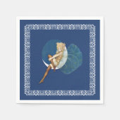 ヴィンテージかわいらしブルーフェアリーストッキングブルームーン スタンダードカクテルナプキン (正面)