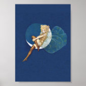 ヴィンテージかわいらしブルーフェアリーストッキングブルームーン ポスター (正面)