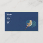 ヴィンテージかわいらしブルーフェアリーストッキングブルームーン 名刺 (正面)