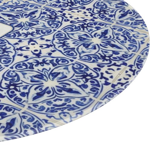 ヴィンテージかわいらしブルーメディテレーヌータイル – 独自の文字 カッティングボード (角)