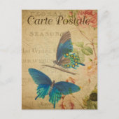 ヴィンテージかわいらしブルー蝶 ポストカード (正面)