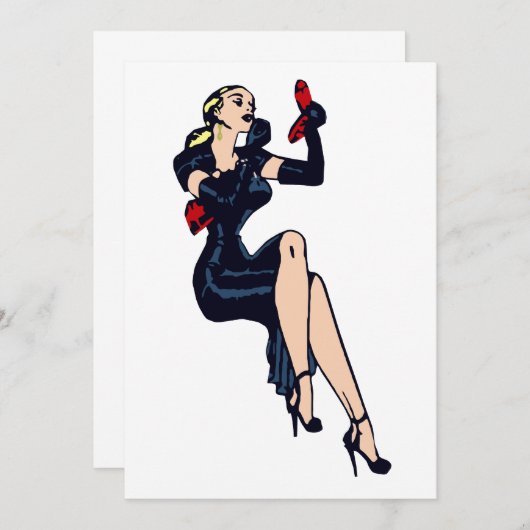 ヴィンテージかわいらしブロンドレトログラモールガールピンナップ (正面/裏面)