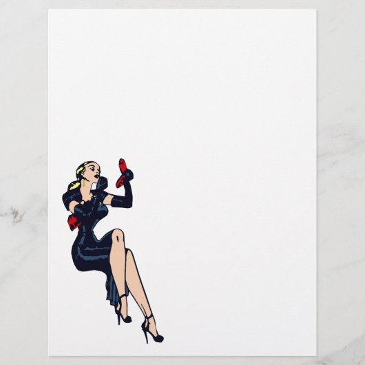 ヴィンテージかわいらしブロンドレトログラモールガールピンナップ (正面)