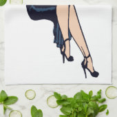 ヴィンテージかわいらしブロンドレトログラモールガールピンナップ キッチンタオル (折り畳み)